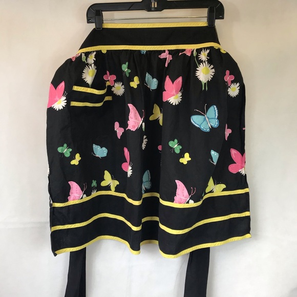 Vintage Other - Vintage Black Vivid Butterfly Apron Think Spring